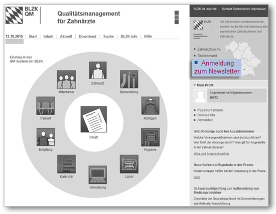 Hier befindet sich die Newsletter-Anmeldung im QM-Online (hinter Login).