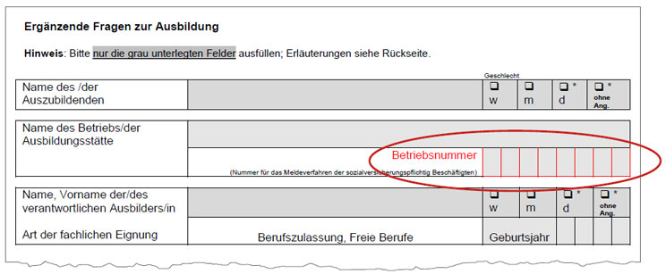 Die gltige Betriebsnummer muss stets an die ZBV gemeldet werden.
