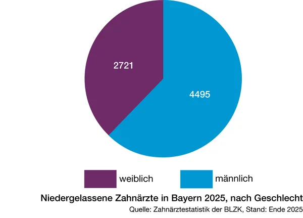 Niedergelassene Zahnärztinnen und Zahnärzte in Bayern, Kreisdiagramm, 300dpi